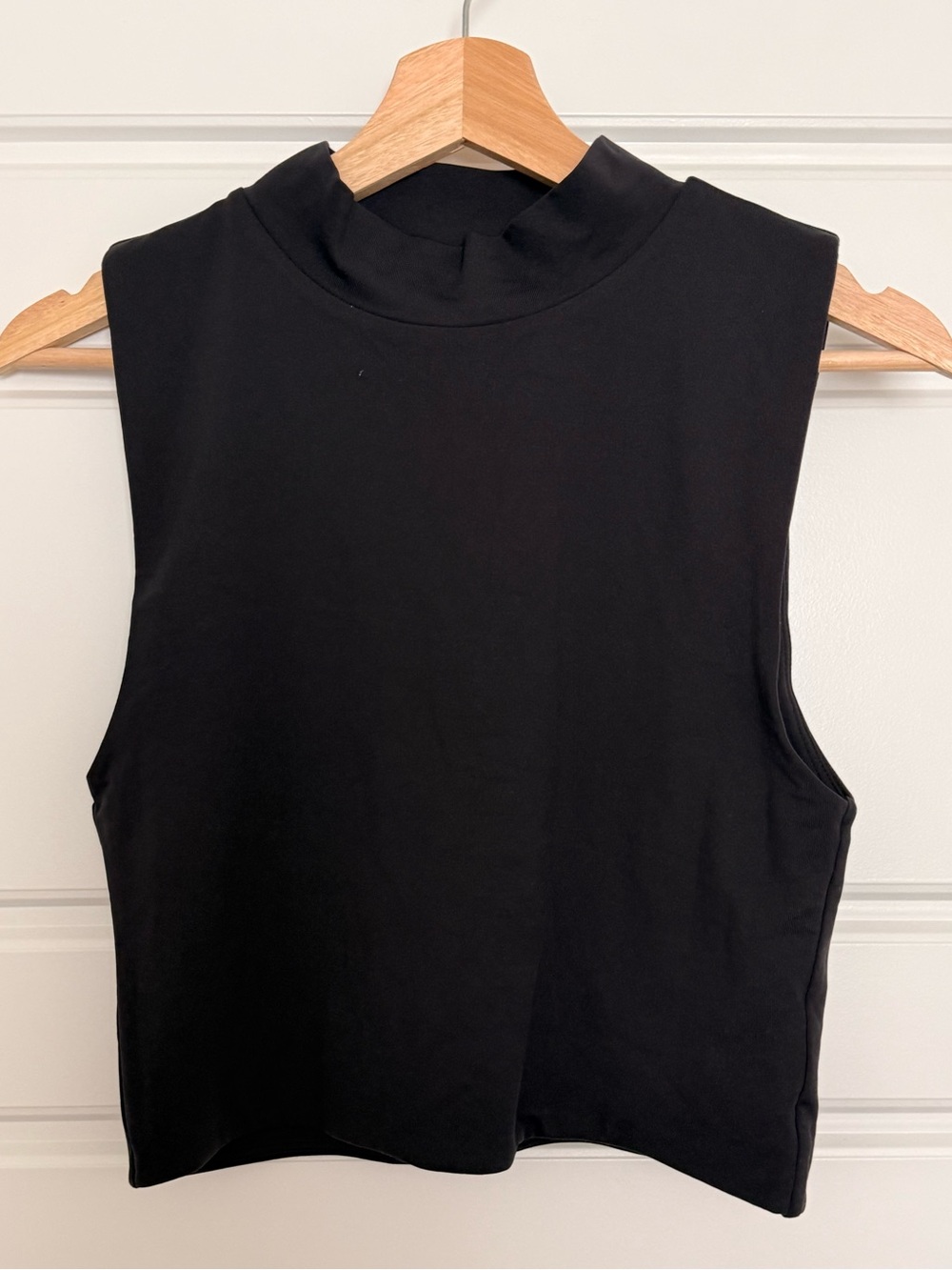 Babaton Black Contour Mock Neck Crop Top